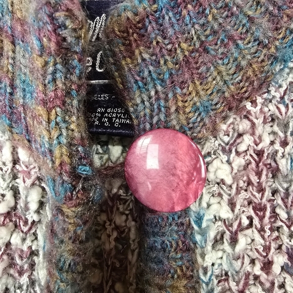 Vintage Confetti Boucle Knit Chunky Open Front Long Line Cardigan Coatigan - Picture 6 of 9